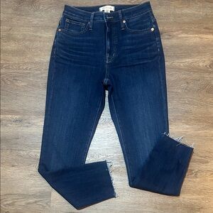 Madewell Curvy High-Rise Skinny Dark Jeans w/ Raw Hem (Size 26)